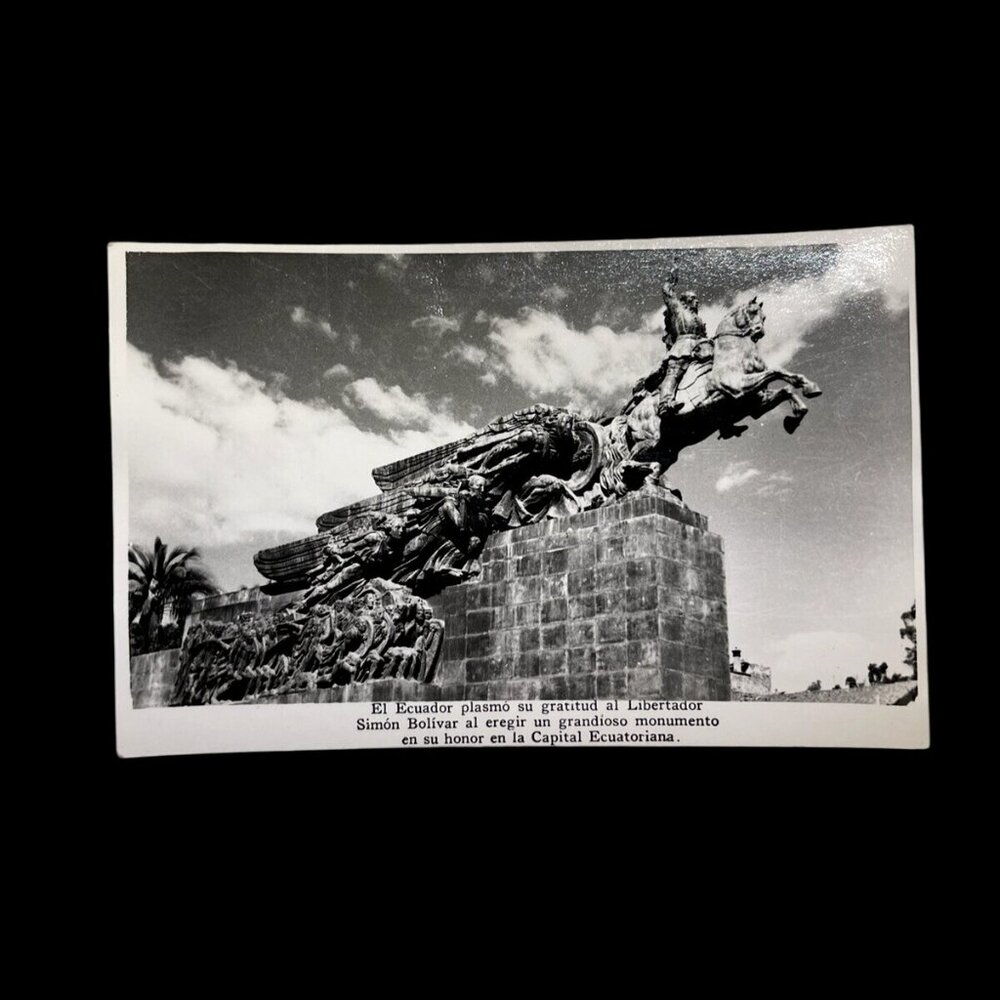Vintage Gevaert Postcard Monumento Simón Bolívar Ecuador Black & White